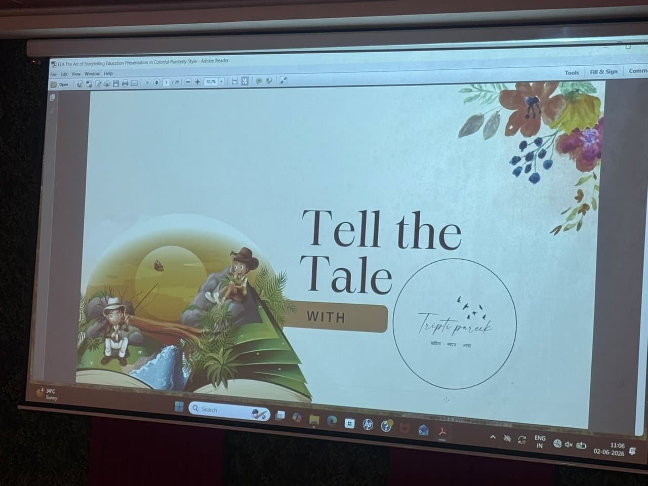 Tell the Tale with Tripti Pareek painted presentation title slide