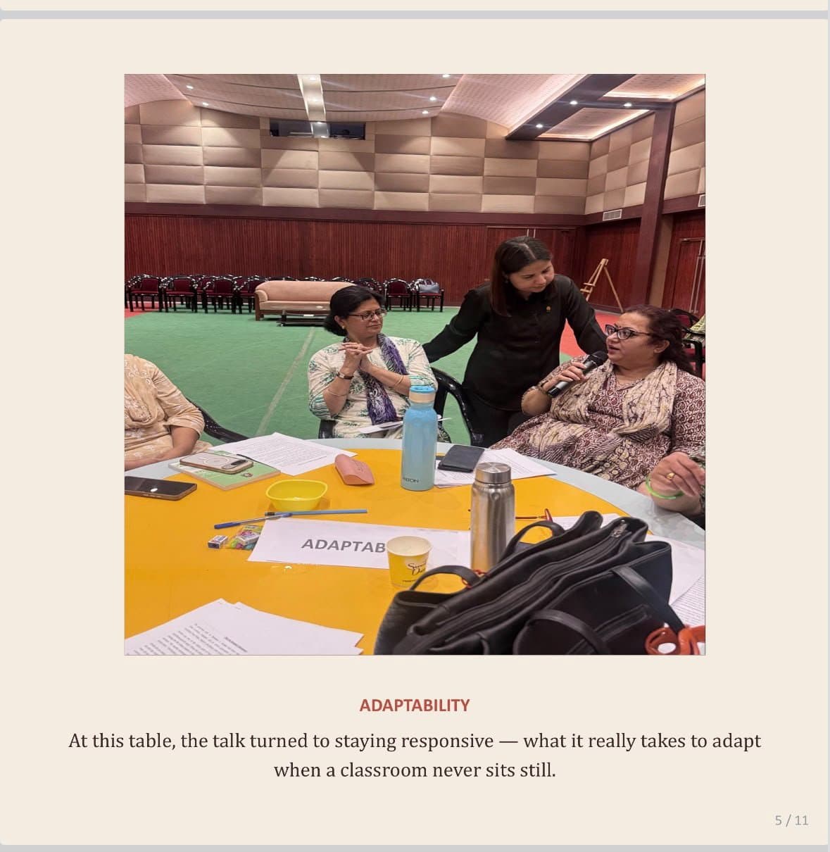 Educator table discussion on adaptability during the teacher development programme