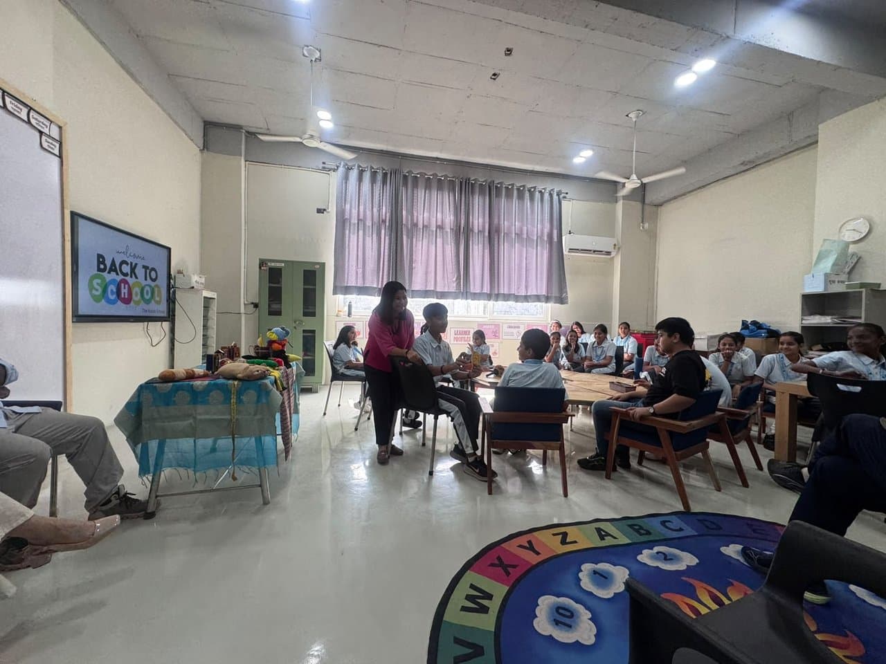 Classroom storytelling session with students at the start of the school year