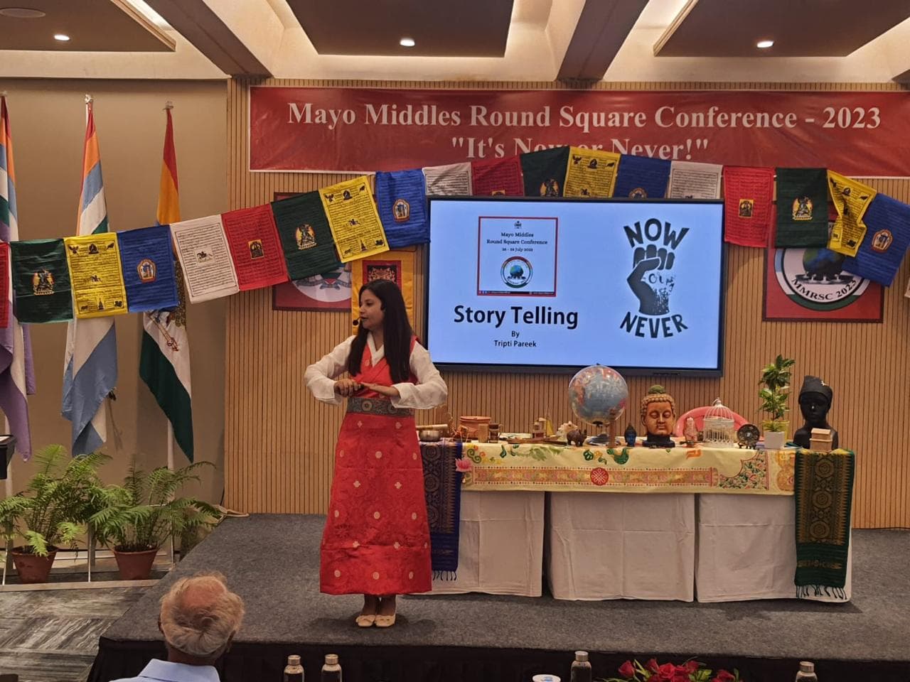 Tripti Pareek on stage at Mayo Middles Round Square Conference 2023
