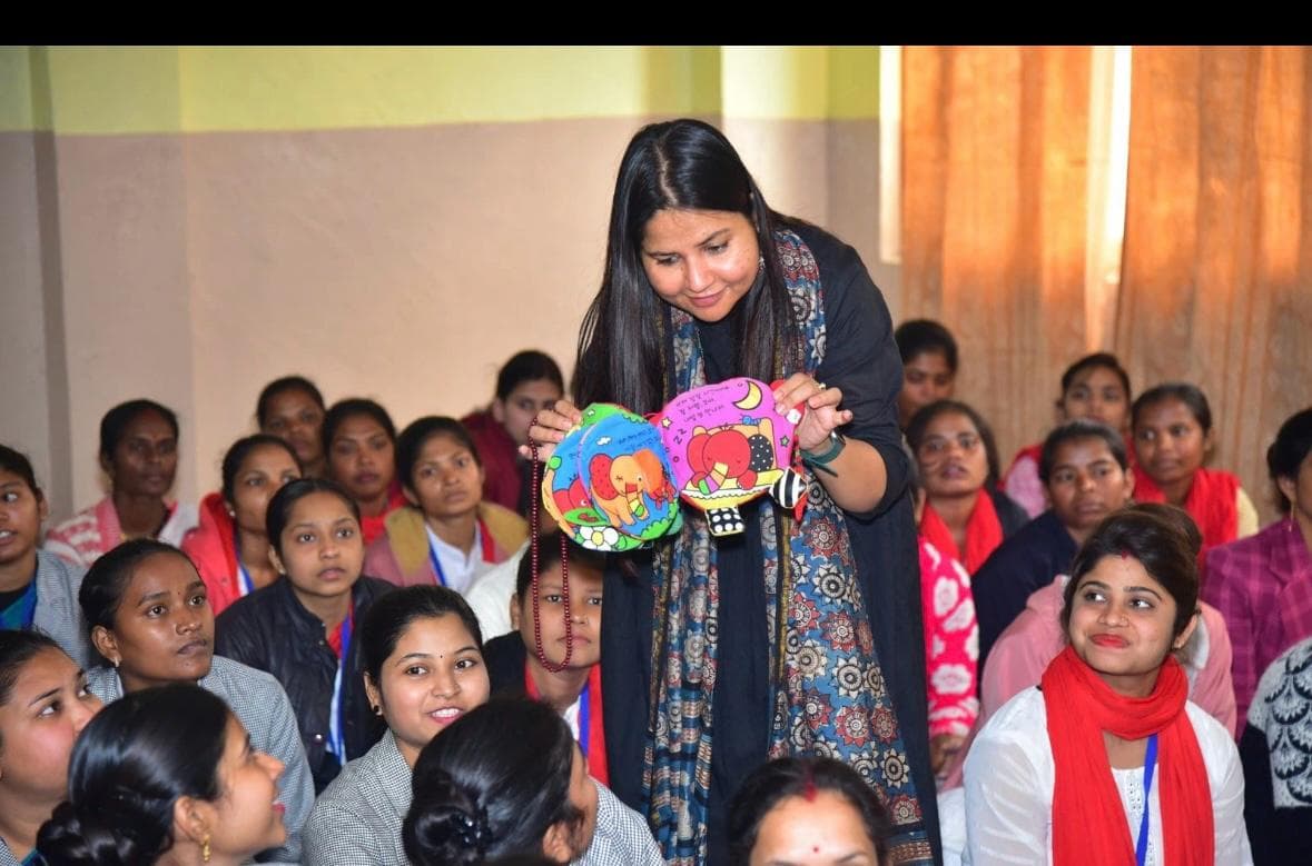 Fabric storybook session with young women audience